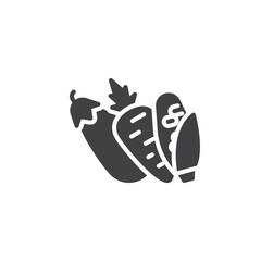 Eggplant with carrot and corn vector icon