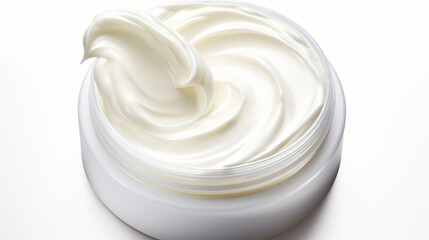 Cosmetic cream pot on white background