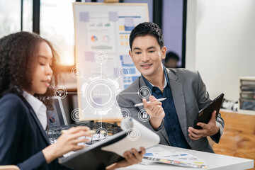 Zero trust security concept Person using computer and tablet with zero trust icon on virtual screen of Data businesses.in office.
