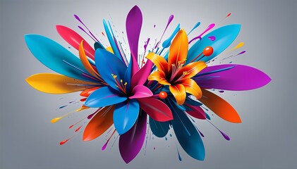 A vibrant bouquet of abstract shapes. each one representing a different characteristic of movement and energy. bold and lively colors interact harmoniously with the clean, monochromatic background.