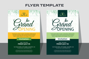 Fototapeta premium Cannabis Flyer Design Template | CBD Flyer Template | Hemp Oil Flyer Template