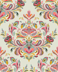 Vector colorful seamless pattern with oriental ornament. Beautiful endless background - 685507771