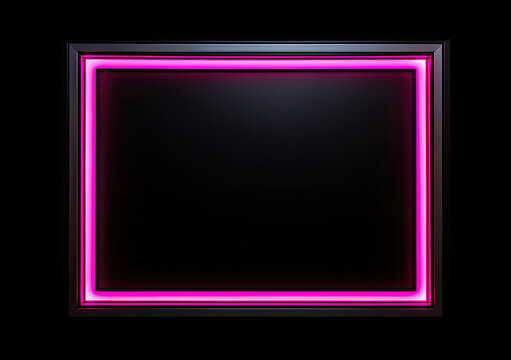 Pink Border Frame On Black Background Blank Template Mockup Chalkboard Blackboard