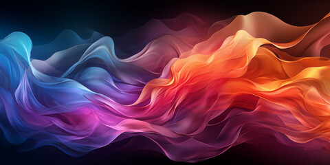 Fototapeta premium Wellen in leuchtenden Farben als Hintergrundmotiv für Webdesign im Querformat für Banner, ai generativ