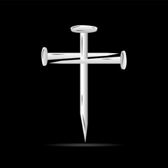 White nails cross christian crucifix religion on back background icon vector design