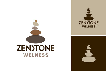 Zen Stone Wellness Logo- A calming, minimalist logo ideal for wellness brands, spas, yoga studios, and meditation centers. The design exudes a sense of serenity and balance.