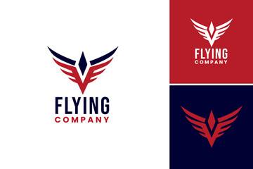 "Flying Company Logo" represents a logo suitable for an aviation or travel company, featuring a design that conveys movement, freedom, and professional branding for business identity.