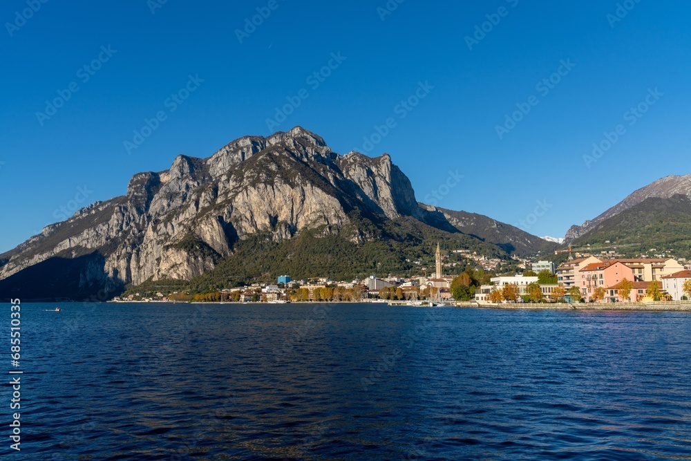 Canvas Prints Lecco on the shores of Lake Como with mountain landscape in the background