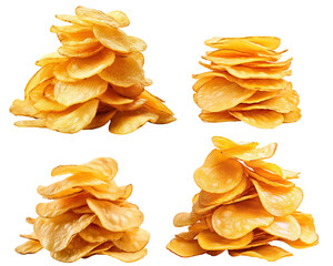 Set of delicious potato chips, cut out