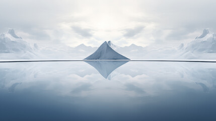 Winter mountains lake minimalist landscape,created with Generative AI tecnology.