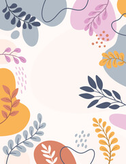 Design banner frame flower Spring background with beautiful. flower background for design. Colorful background with tropical plants.	