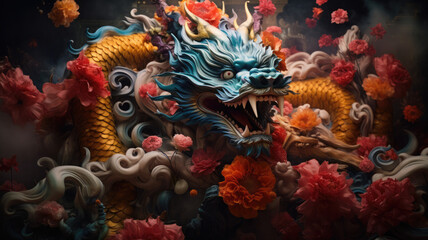 Fototapeta na wymiar Traditional Chinese New Year Dragon Illustration