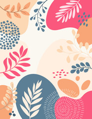 Design banner frame flower Spring background with beautiful. flower background for design. Colorful background with tropical plants.	