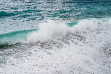 big waves hitting the Konyaalti coast on a stormy day