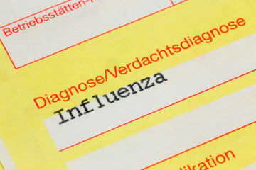 Diagnose Influenza auf einer Arzt-Überweisung