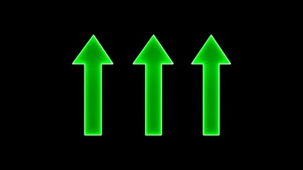 Abstract arrow icon and black background. green arrow icon above. Directional signs, climb, high, up, rise and tall.