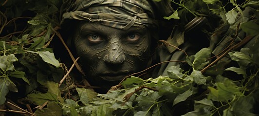 Military Camouflage Mastery - Soldiers Blending Seamlessly, Soldiers Ssing Military Skills and Artful Techniques in Jungle