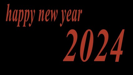 Neon sign of HAPPY NEW YEAR 2024 and black background.