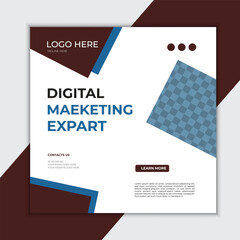 Digital business marketing social media post template. Anyone can use this design easily. Elegant sale and discount promo - Vector.