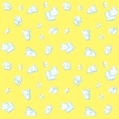 cute animal fluffy cloud , seamless pattern background 