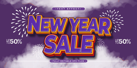 editable new year sale text effect.typhography logo - obrazy, fototapety, plakaty