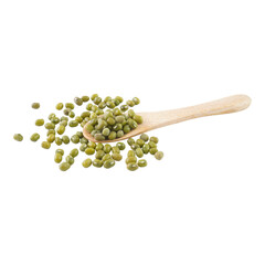 Mungbeans in Wooden Spoon Isolated Transparent
