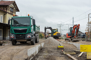 Renovating the historical train station of  Ljubljana Siska, making temporary platforms next to the...