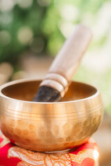 Tibetan Sound Bowl with Red Cushion