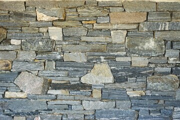 Horizontal stone wall mosaic background pattern