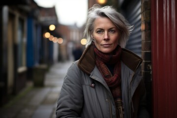 Portrait of middle-aged woman in the street of London.