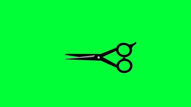 Animated video of shaving scissors with a green background, suitable for a barber shop theme