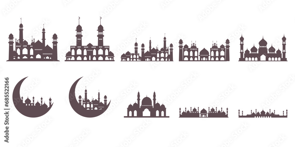 Wall mural flat mosque silhouette