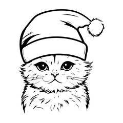 Christmas cat, Cute Exotic Shorthair Cat in Santa hat head, Generative AI.