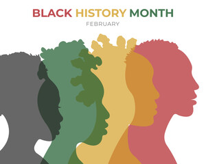 Black History Month.Vector illustration with silhouettes of African men and women.