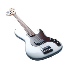 An isolated bass guitar musical instrument cutout object on transparent background, PNG file