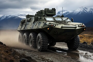 Armoured fighting vehicle in the mountain