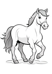 Horse colouring page, Colouring Book Page for Kids 