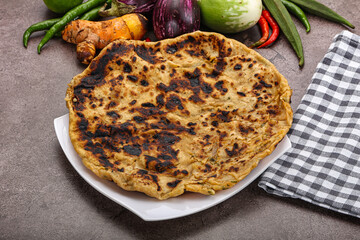 Indian cuisine stuffed Aloo paratha