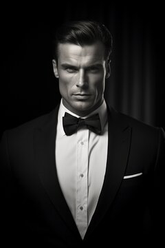 The handsome individual in a classic, timeless black-and-white portrait, exuding sophistication. The HD camera captures their smart and composed demeanor, creating an elegant and captivating image.