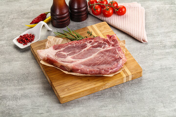 Raw pork neck steak uncoocked