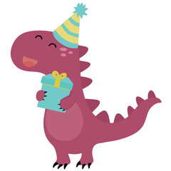Portrait cute dinosaur birthday party design illustration