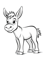 Donkey colouring page, Colouring Book Page for Kids 