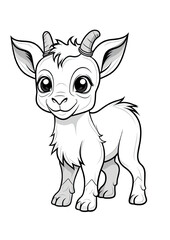 Goat colouring page, Colouring Book Page for Kids 