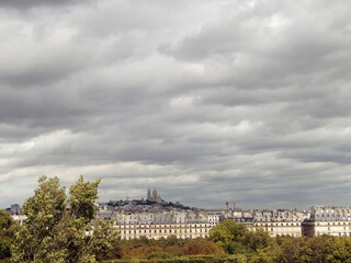Cityscape of  Paris, France, with Montmartre in the background