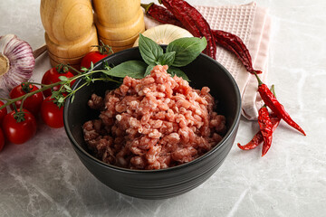 Raw minced pork uncooked meat