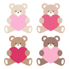 ハートとくまのベクターイラストセット