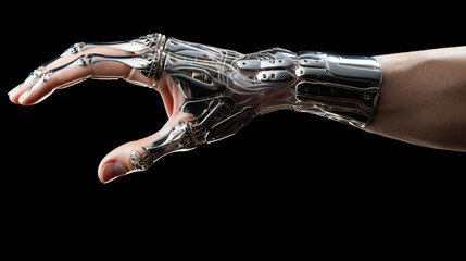 Cyborg hand with hud - obrazy, fototapety, plakaty