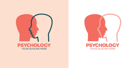 Mental health logo design Psychology Logo concept Human head with heart love graphic design vector illustration