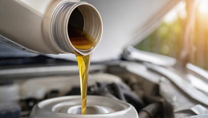  Pouring changing car engine oil