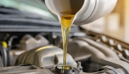  Pouring changing car engine oil